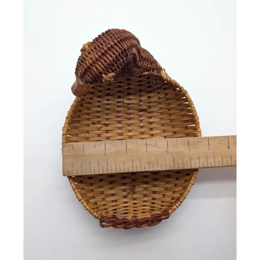 Vintage Woven Wicker Rattan Duck Basket 8x7x6 Catchall Keys Boho Farmhouse Cabin